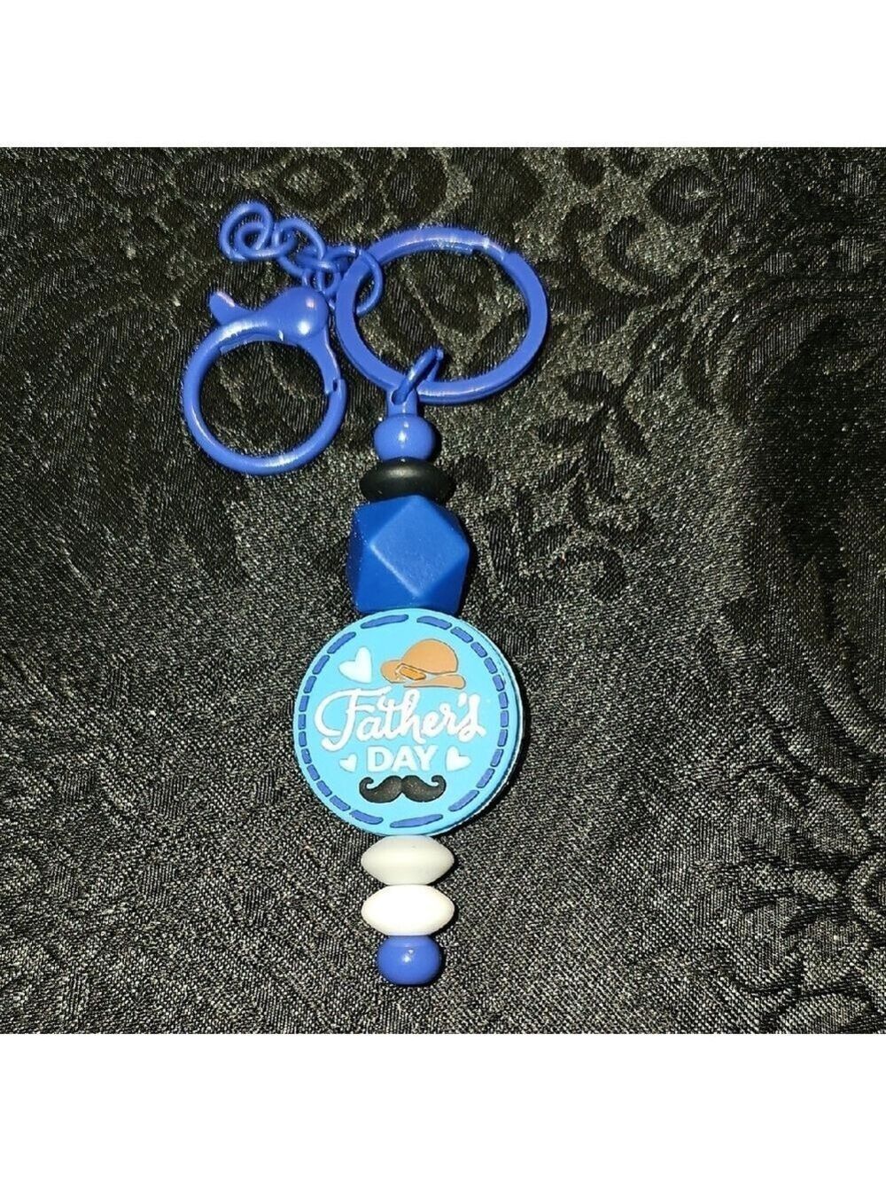 Handmade Blue and White Father's Day Keychain